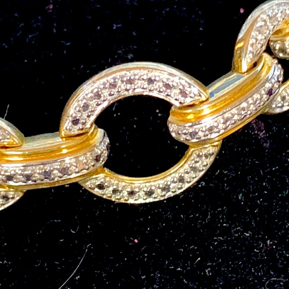 Circle Diamond illusion bracelet gold 925 Sterling Silver safety closure 7.5” - Picture 2 of 7